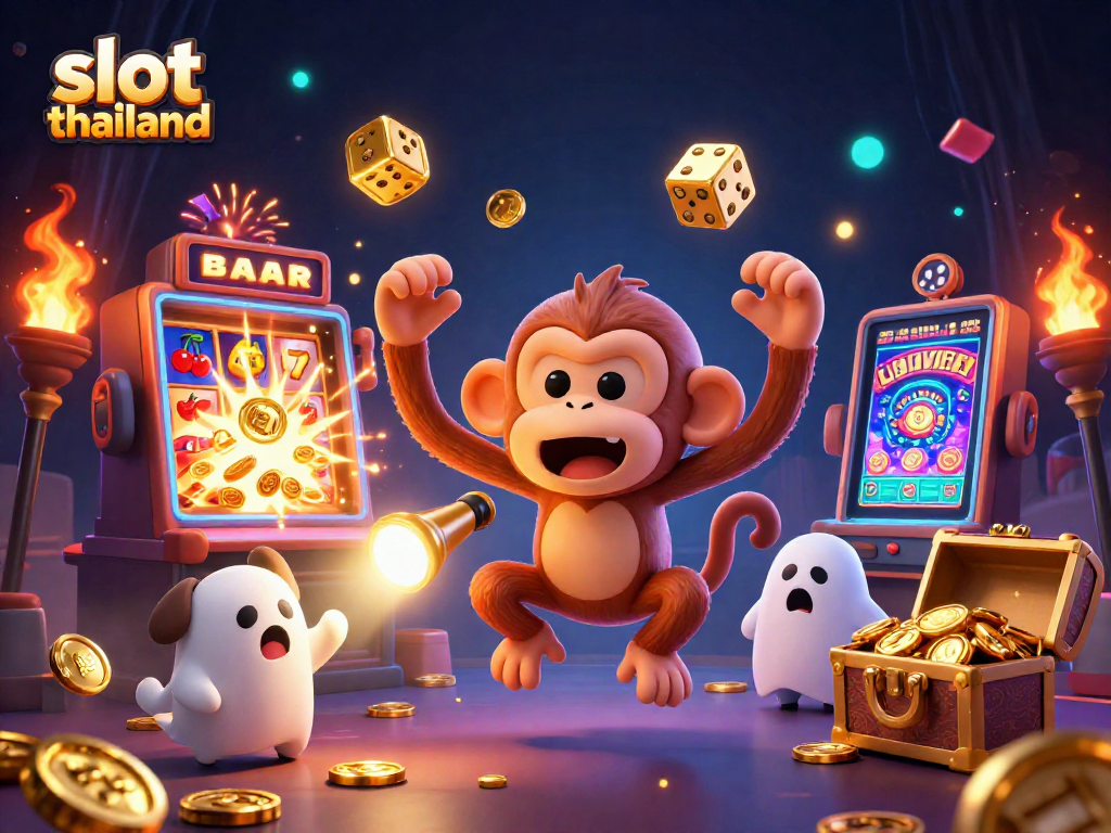 Spin the reels of slot thailand as a playful poltergeist monkey juggles golden treasures!