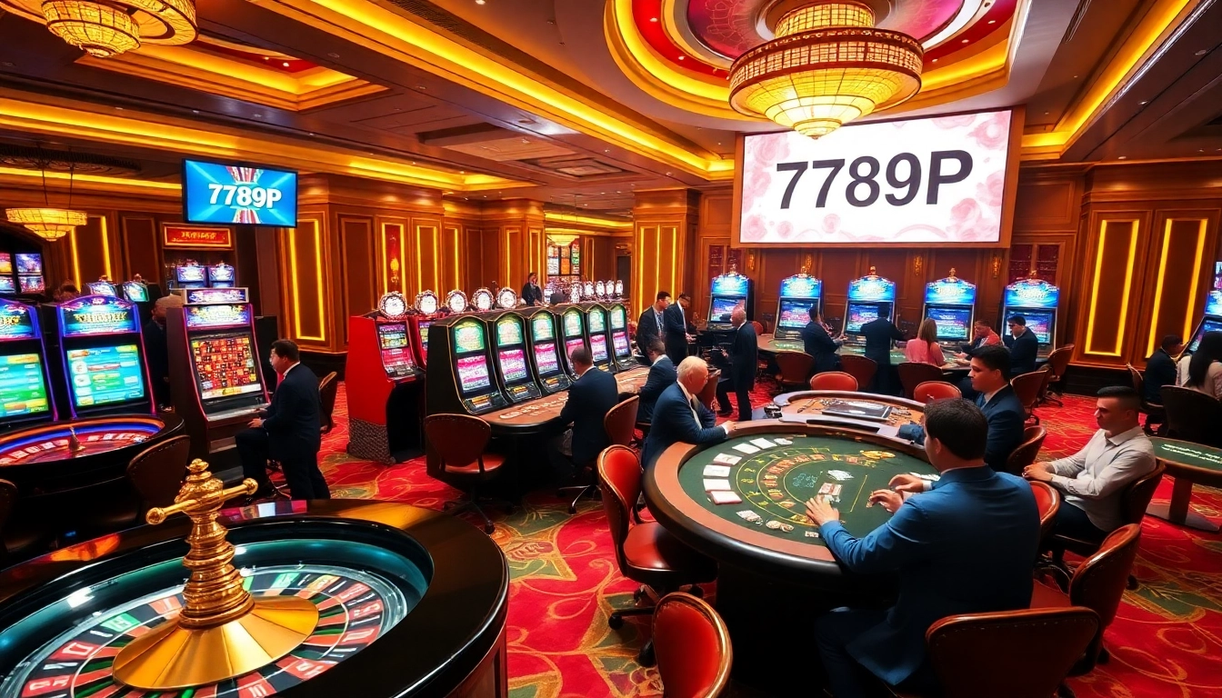 Players engaging with casino tables at 789P, showcasing excitement and luxury in gambling.