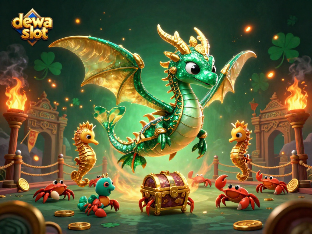 Mainkan dewa slot di arena yang dikelilingi naga laut berkilau dan koin emas, menambah peluang kemenangan Anda!