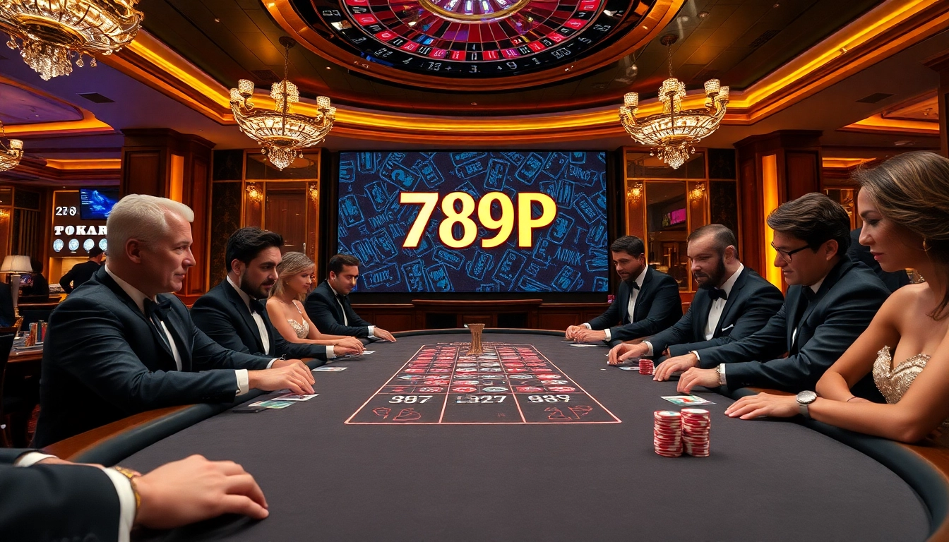 Players enjoying poker at a casino while showcasing excitement for 789P.
