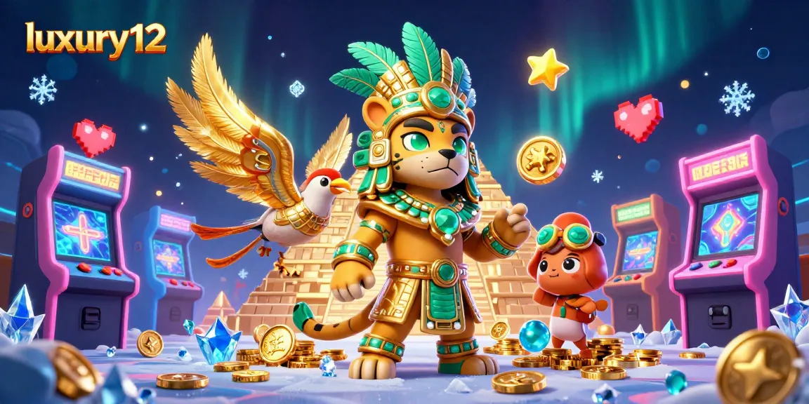 Spins dan simbol di luxury12, bersama jaguar Mayan dan burung quetzal dalam suasana magis.