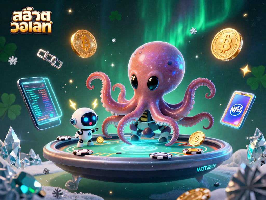 Engage with สล็อตวอเลท at an exciting poker table in a cosmic scene.