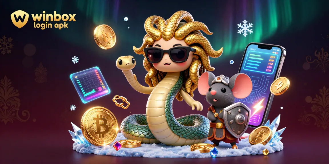 Play slots and live casino games with winbox login apk in a vibrant 3D digital illustration.