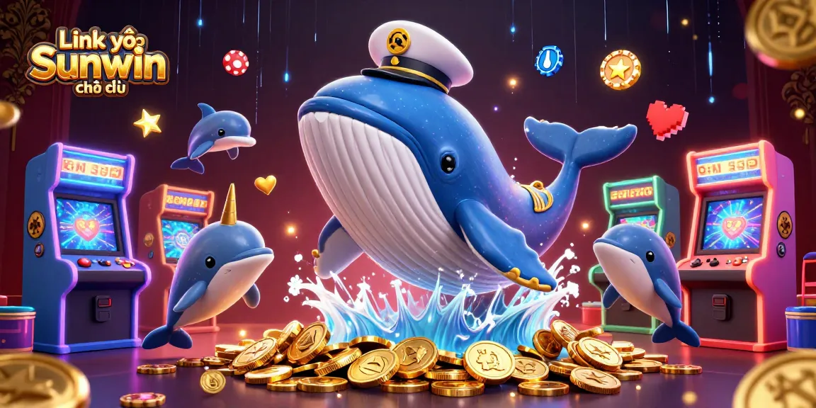 Engage with Link vào Sunwin chính thức at a vibrant virtual casino featuring playful marine characters.