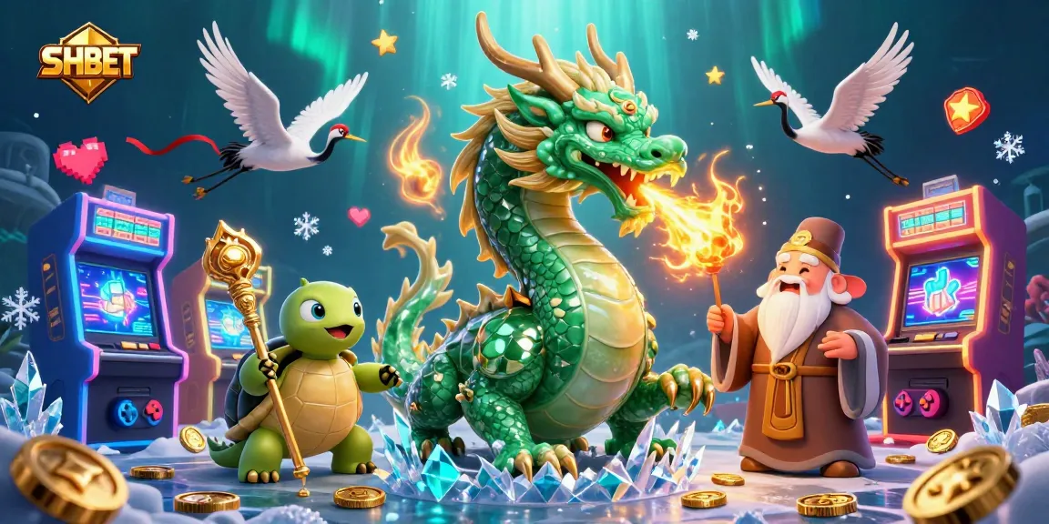 Win big with SH BET in this vibrant 3D casino world featuring mystical characters and colorful game elements.