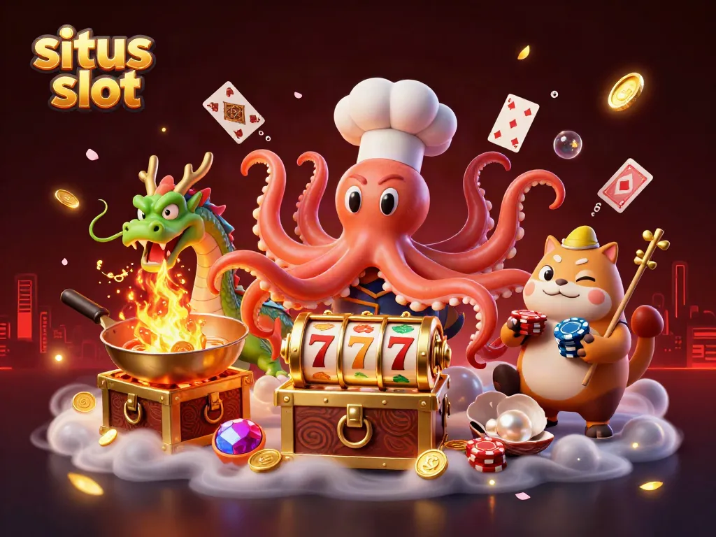 Engaging vibrant illustration showcasing the exciting world of situs slot gaming featuring animated characters and casino elements.