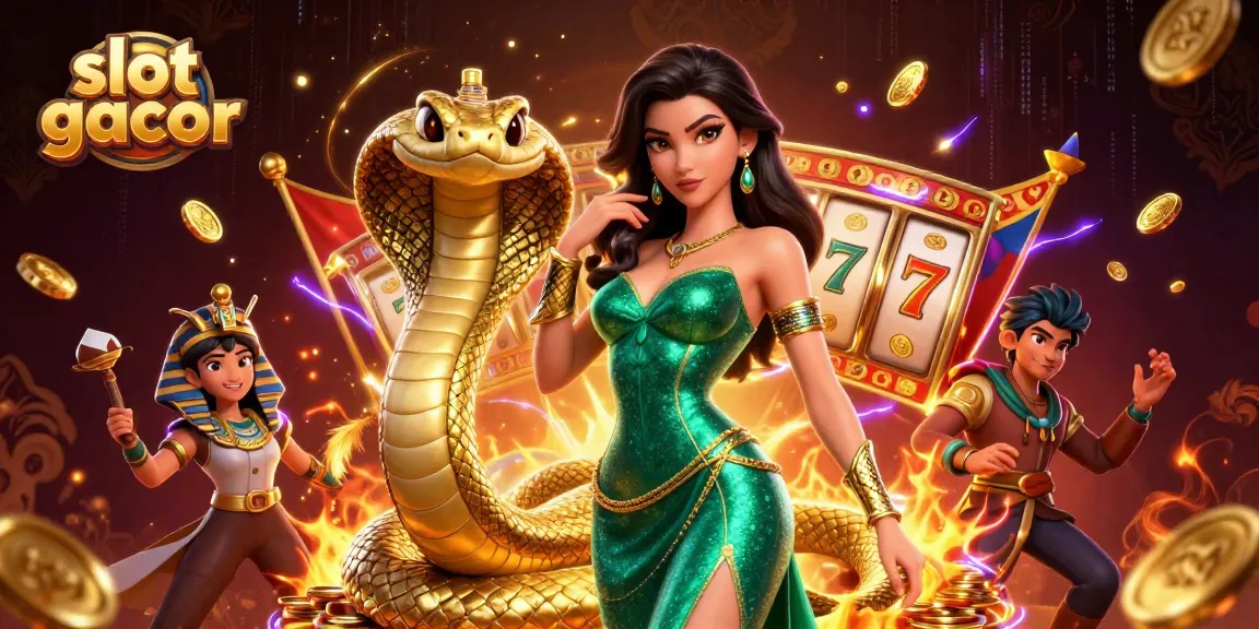 Experience the excitement of slot gacor with a stunning 3D illustration featuring vibrant characters and dynamic casino elements.