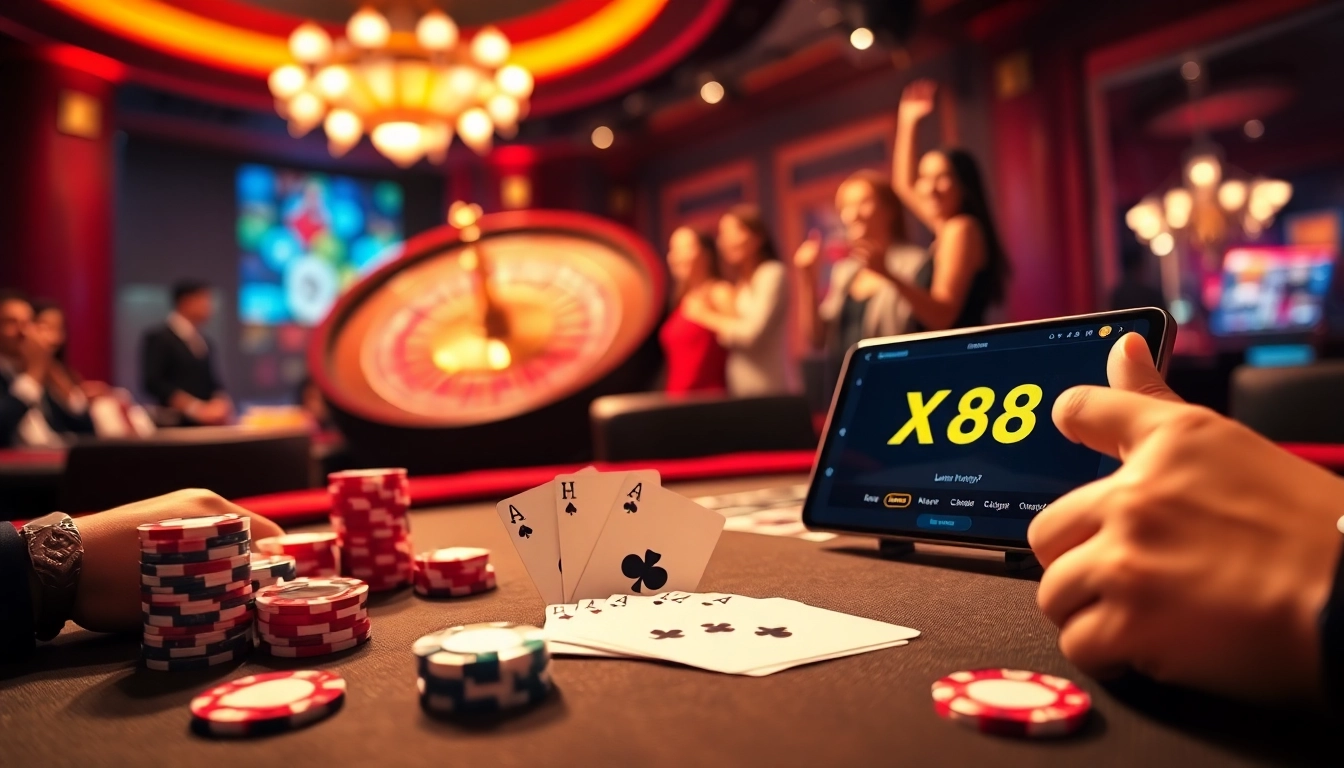 Win big at xx88tv.com with a luxury poker table and vibrant action in an exclusive casino setting.
