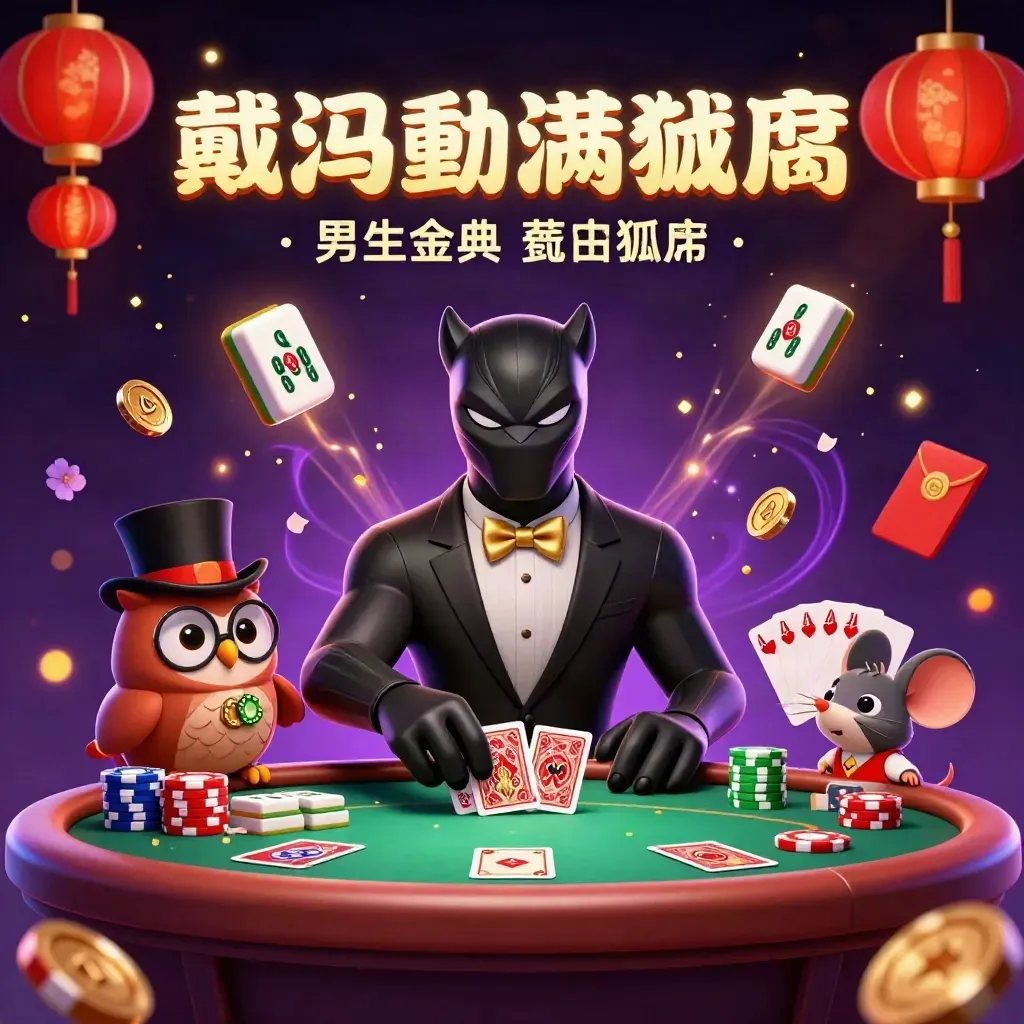 Panther dealer, owl and lucky mouse amid poker chips, lanterns, and neon casino magic.