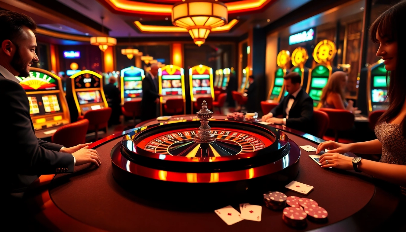 Experience the thrill of the mm88 link at a luxurious casino table with roulette, cards, and exciting gameplay.