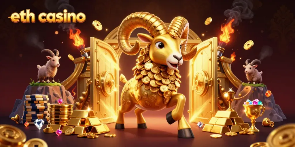 Experience thrilling action at the eth casino with vibrant golden elements and dynamic characters.