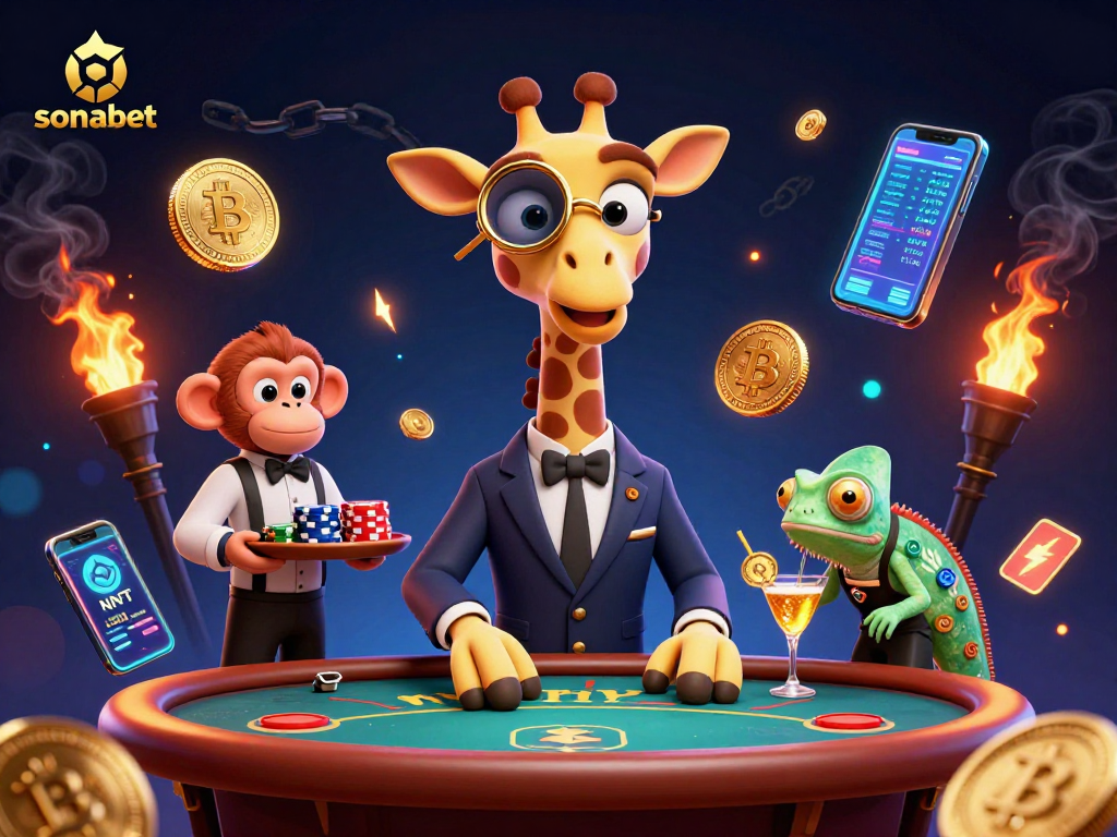 Experience the excitement of sonabet with vibrant casino 3D illustration showcasing poker and crypto.