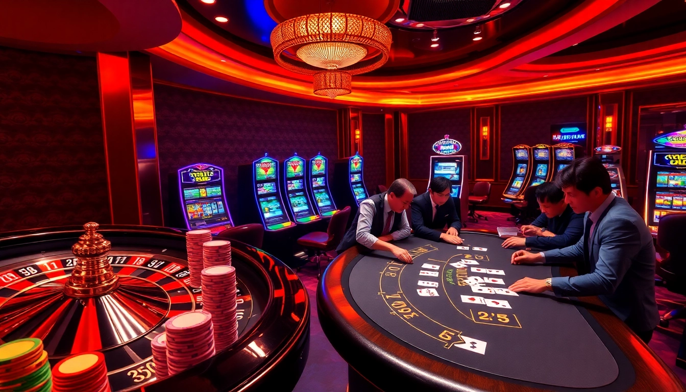 Experience high-stakes excitement at Man88 with vibrant gambling scenes and luxury casino elements.