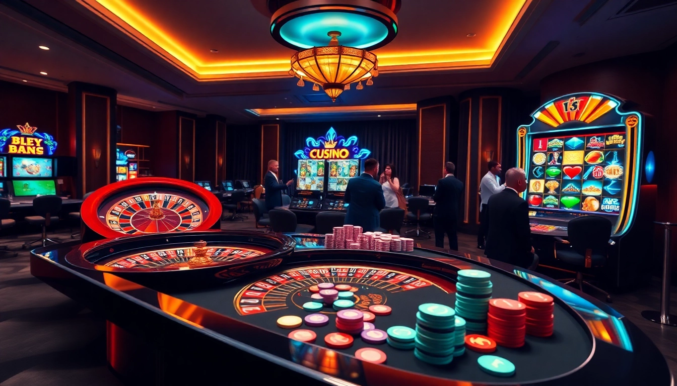 Experience the excitement of Nhà Cái 68VIP Có Uy Tín with vibrant gaming tables and stunning slot machines.