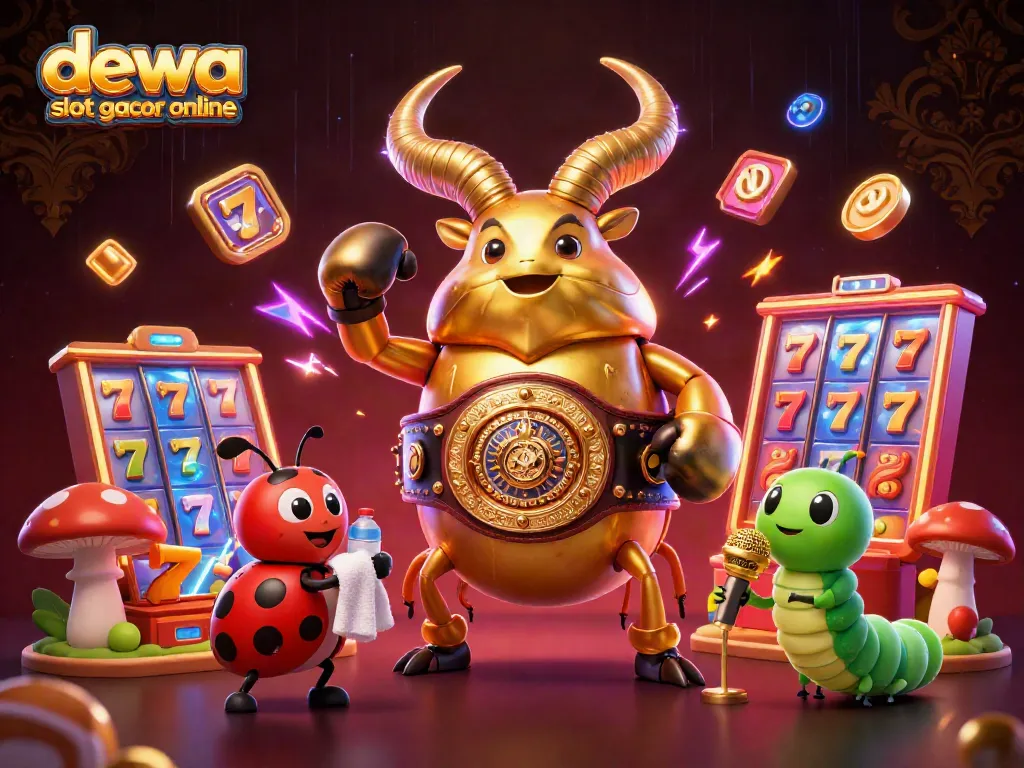 dewa slot gacor online dengan ilustrasi 3D slot dan karakter dari kasino menarik.