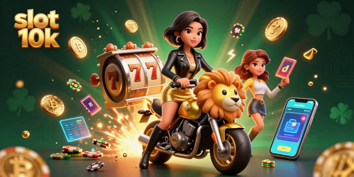 Win big with slot 10k at glamorous online casinos, featuring a vibrant 3D gaming illustration.