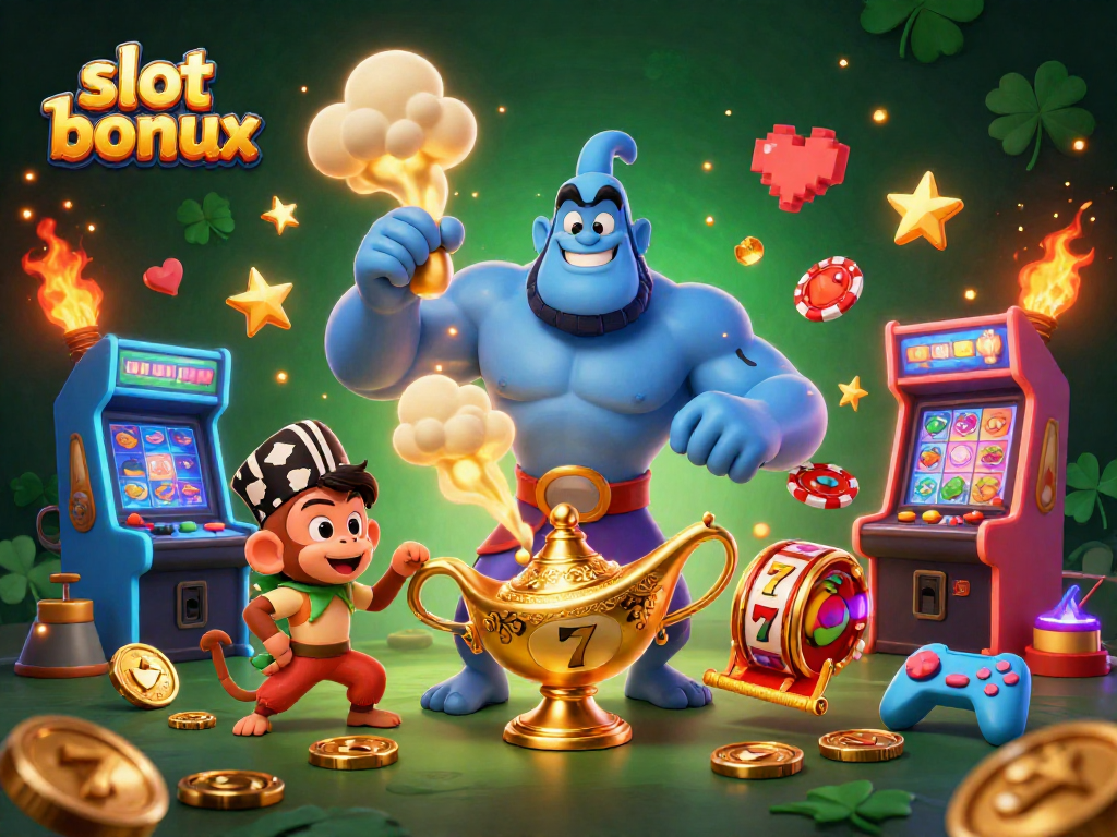 Experience the thrill of slot bonus with a vibrant 3D casino scene featuring enchanting characters.