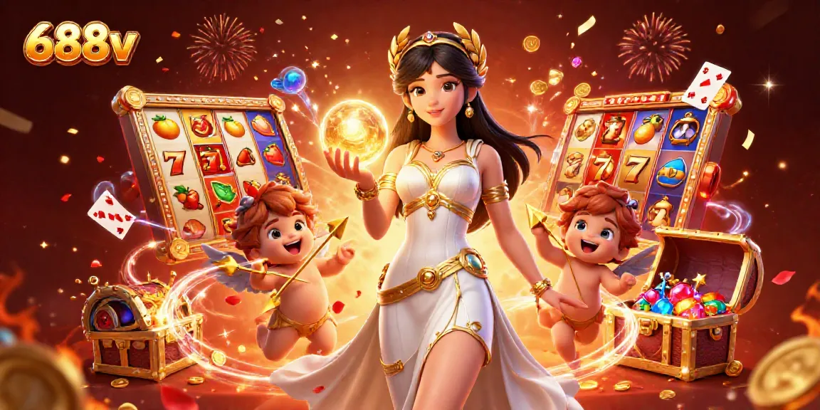 Experience thrilling gameplay at 688v with slot machines, jackpots, and festive visuals.