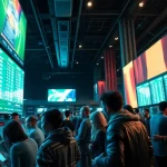 Engaging online Betting scene featuring enthusiastic participants in a vibrant sportsbook environment.