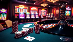 Experience the thrilling gameplay of new88 com with vibrant casino elements, including roulette and slot machines.