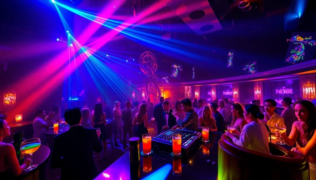 Dynamic nightlife at Night club sxm with vibrant lights and stylish patrons.