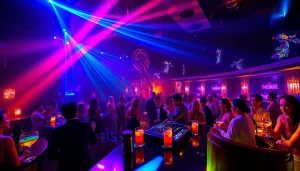 Dynamic nightlife at Night club sxm with vibrant lights and stylish patrons.