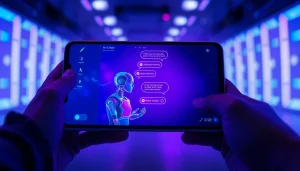 Engaging AI chat sex interaction on a modern device with vibrant colors.