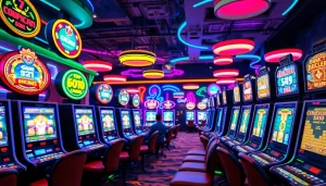 Bermain qqmacan game dengan antusias di ruang permainan modern yang penuh warna.