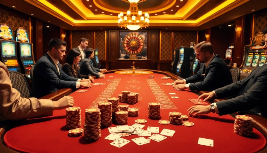 High-stakes poker action at CF789 casino, featuring vibrant chips and elegant playing cards.
