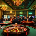 Players enjoying exciting games at Thabet casino, engaging with poker and roulette tables.