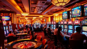 Exciting gameplay at a 슬롯사이트 with diverse players celebrating wins and enjoying the atmosphere.