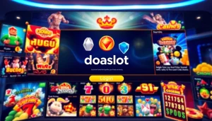 Login interface for online gambling at doaslot, featuring vibrant slot games and user-friendly design.