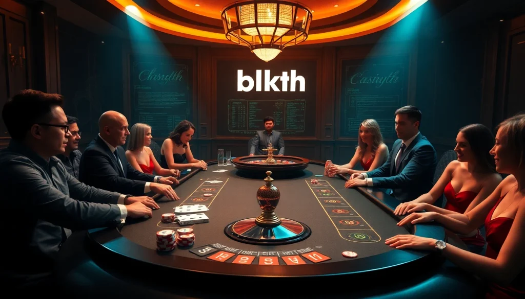 Exciting gaming atmosphere at a high-stakes table featuring bk8th casino elements.