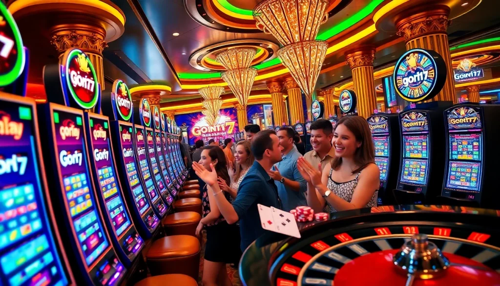 Experience the thrill at gori77 slot machines surrounded by vibrant casino excitement.