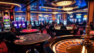 Engage in thrilling poker gameplay at 88i, surrounded by vibrant casino atmosphere and excitement.