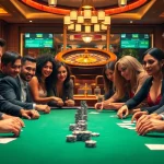 A thrilling poker game at https://bem88i.com/ featuring players and vibrant chips creating excitement.