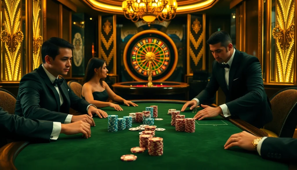 7xl סוכן enhancing an exciting poker game with glamorous players and vibrant casino atmosphere.