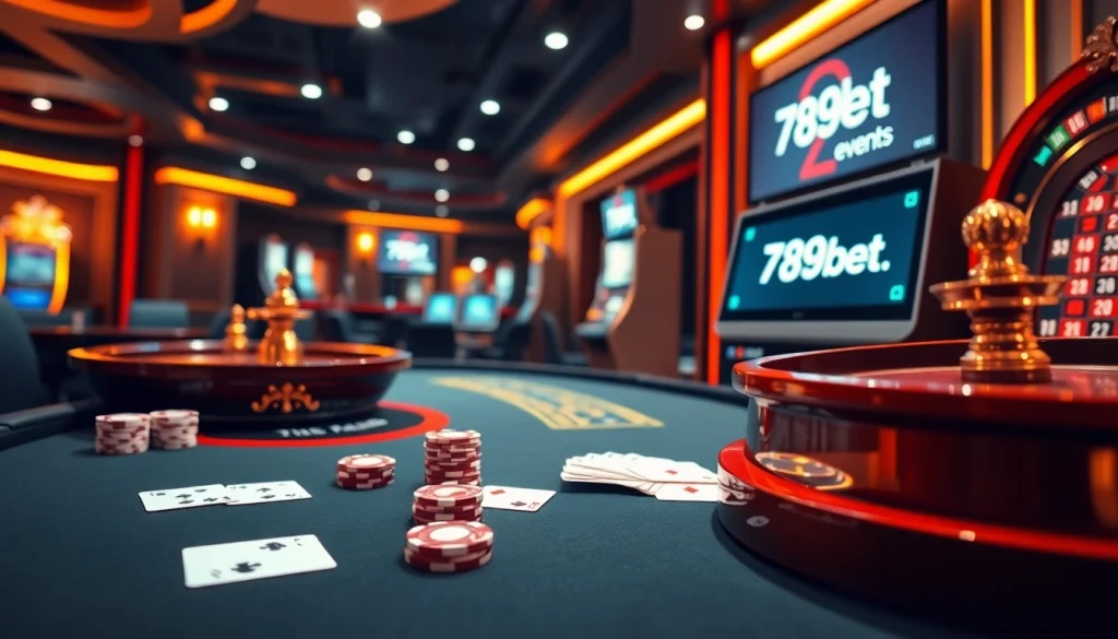 Experience the excitement of 789bet.events at a luxury casino table with vibrant gaming elements.