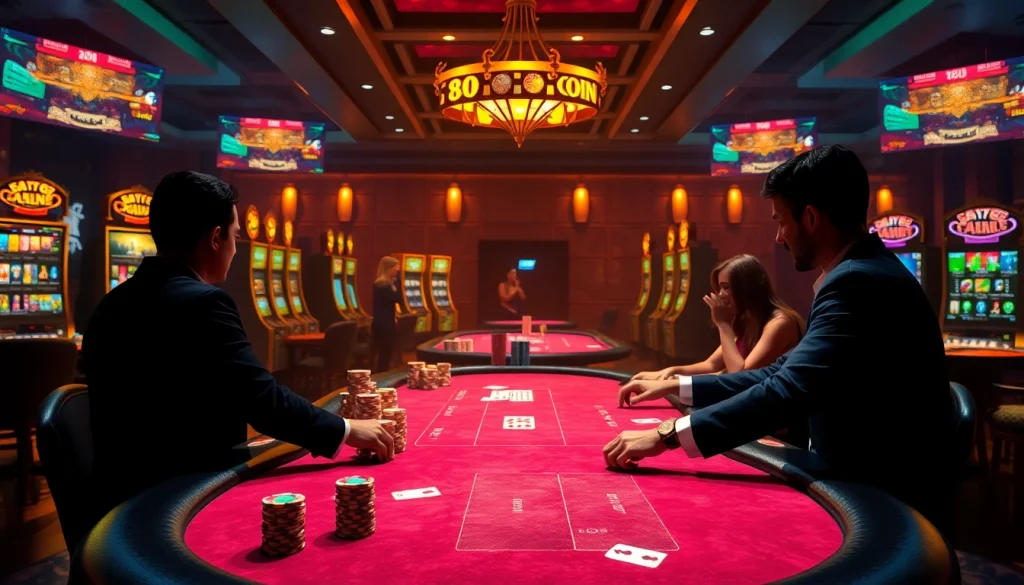 Experience the thrilling environment of 88i nhà cái with vibrant poker tables and elegant slot machines.