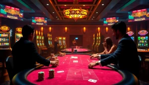 Experience the thrilling environment of 88i nhà cái with vibrant poker tables and elegant slot machines.