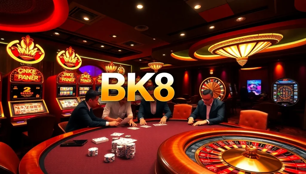 Experience the thrill of BK8th gaming with dynamic poker scenes and vibrant casino atmosphere.