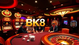 Experience the thrill of BK8th gaming with dynamic poker scenes and vibrant casino atmosphere.