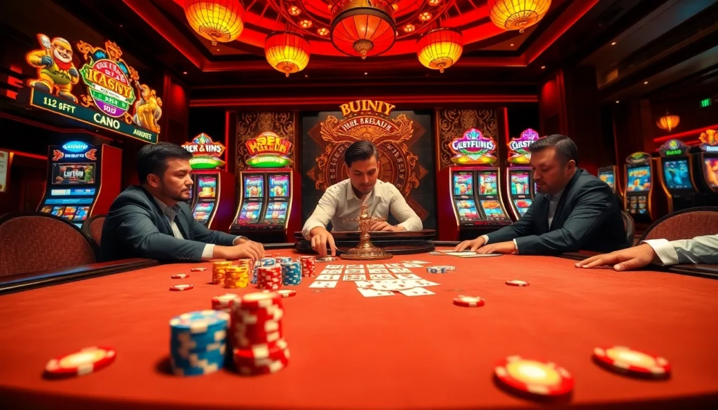 Players strategizing at the poker table with vibrant casino elements reflecting https://ev88vip1.cn.com/ gameplay.