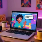Engaging chat with an 18+ AI character in a cozy, vibrant environment.