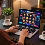 Experience seamless online gaming with tg88 on a sleek laptop in an inviting atmosphere.
