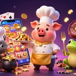 Experience the thrill at ATAS Casino with a playful scene of colorful characters and casino elements bursting with energy.