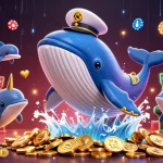 Engage with Link vào Sunwin chính thức at a vibrant virtual casino featuring playful marine characters.