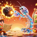 Experience exciting iwin casino action with vibrant slot reels, treasures, and animated characters.