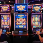 Players engaging with bonus buy slots in a lively online casino atmosphere